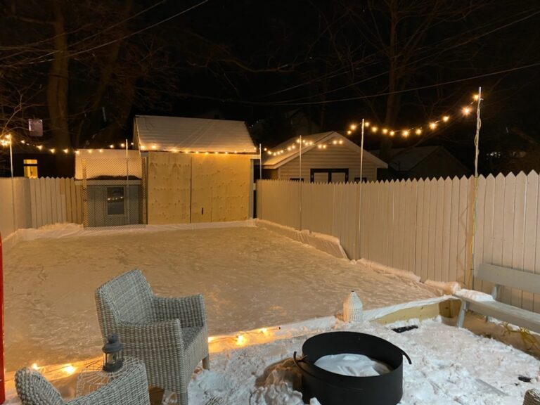 back yard rink with lights